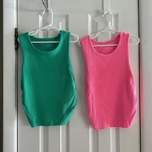 AERIE RUCHED RIBBED TANK TOP LOT OF 2 SIZE M